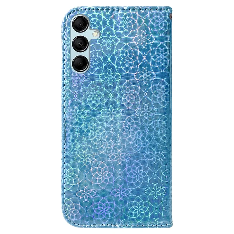 For Samsung Galaxy M54 5G / F54 5G Leather Wallet Case Dazzling Flower Pattern Phone Stand Cover - Blue