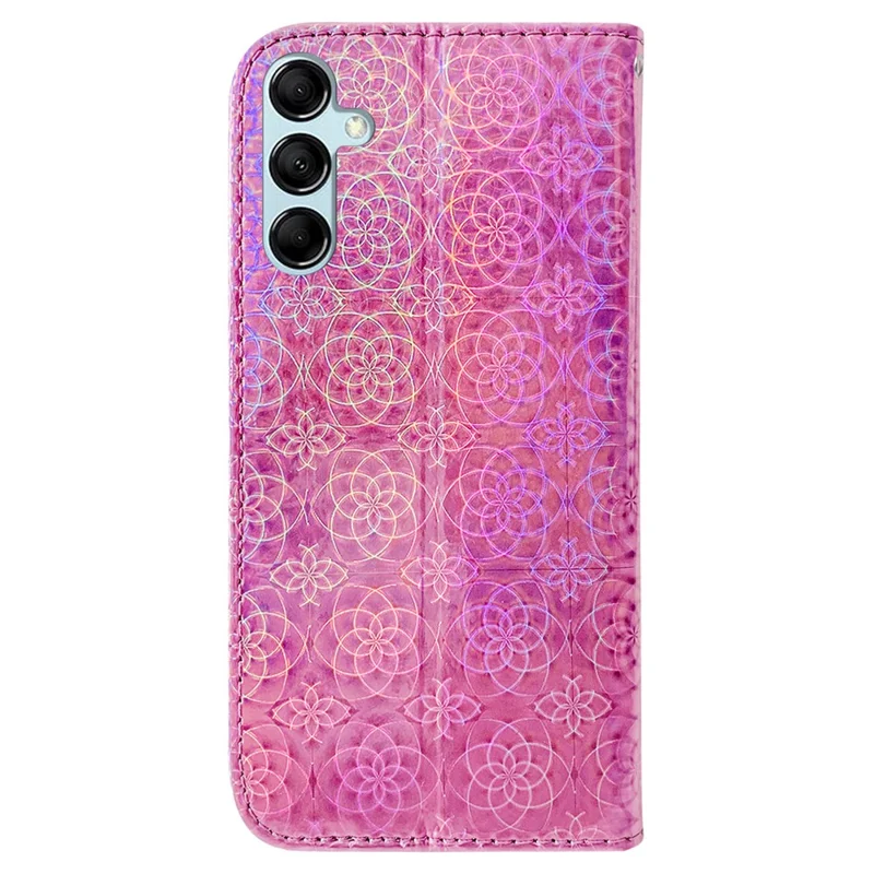 For Samsung Galaxy M54 5G / F54 5G Leather Wallet Case Dazzling Flower Pattern Phone Stand Cover - Pink