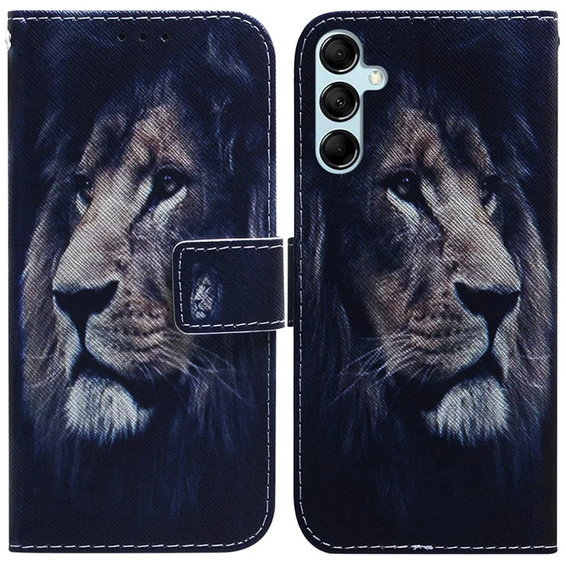 For Samsung Galaxy M54 5G / F54 5G PU Leather Stand Phone Case Pattern Printing Wallet Cover - Lion
