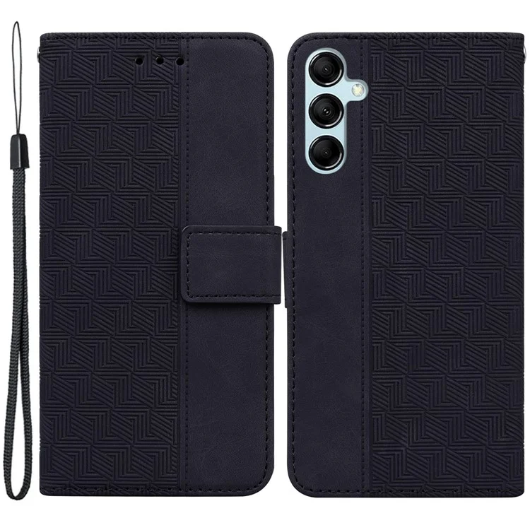 Для Samsung Galaxy M54 5G / F54 5G Кошелек ПУ-кожаная обложка Геометрический тиснёный чехол для телефона - Чёрный