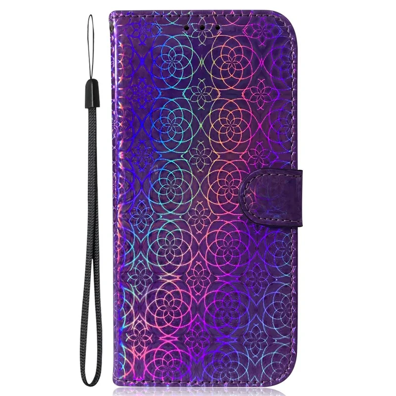 For Realme C53 (Global) / C53 (India) / C51 / Narzo N53 4G Stand Wallet Case Dazzling Flower Pattern Phone Leather Cover - Purple
