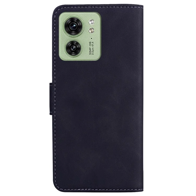 For Motorola Edge 40 5G Phone Case Stand Wallet Solid Color Anti-Scratch PU Leather Mobile Phone Cover - Black