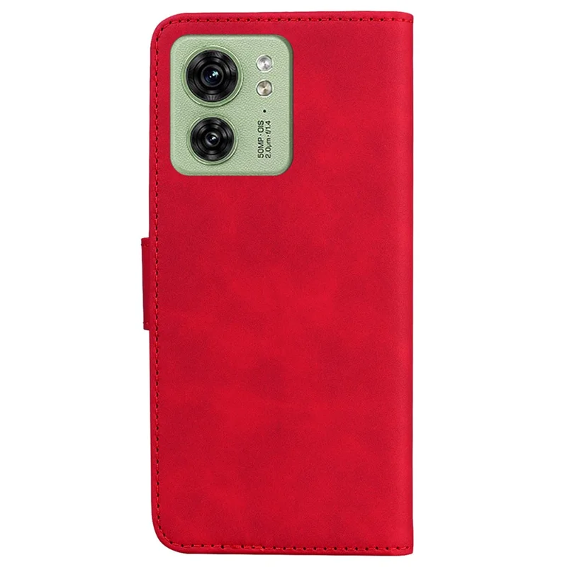 For Motorola Edge 40 5G Phone Case Stand Wallet Solid Color Anti-Scratch PU Leather Mobile Phone Cover - Red