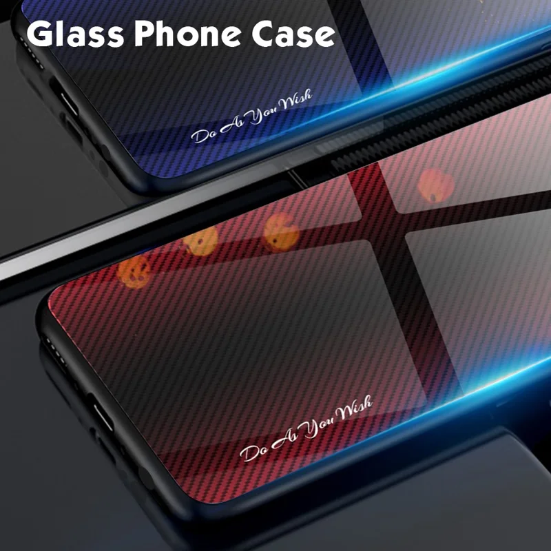 Phone Cover for iPhone 15 Pro Max Carbon Fiber Texture Tempered Glass+Soft TPU Phone Case - Black