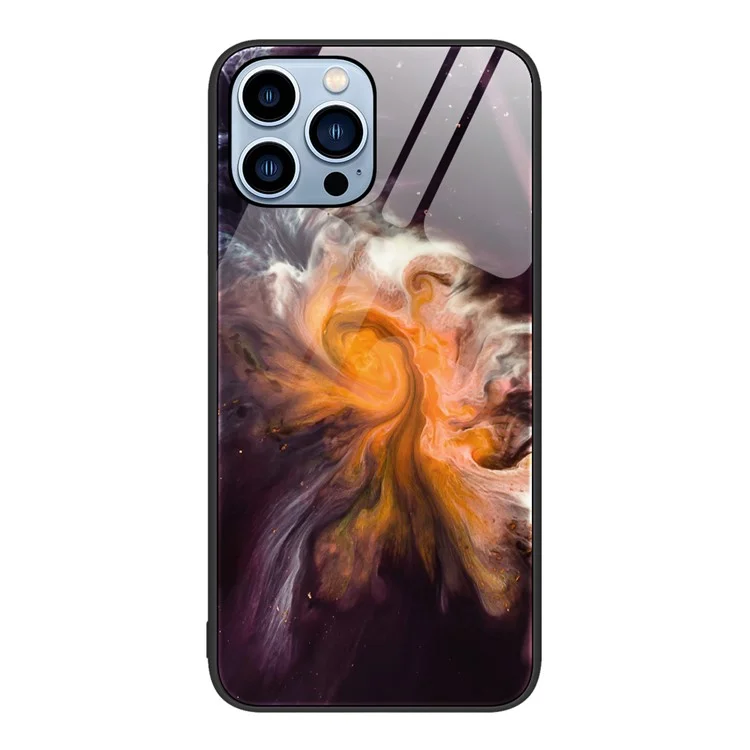 Для iPhone 15 Pro Max Marble Pattern Shockproof Case Tempered Glass+PC+TPU Phone Cover - DL01