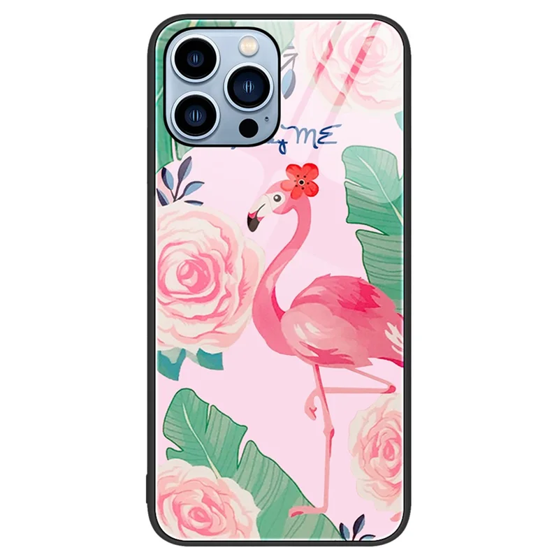 For iPhone 15 Pro Pattern Printing Back Cover Anti-Scratch Tempered Glass+PC+TPU Phone Case - Bird
