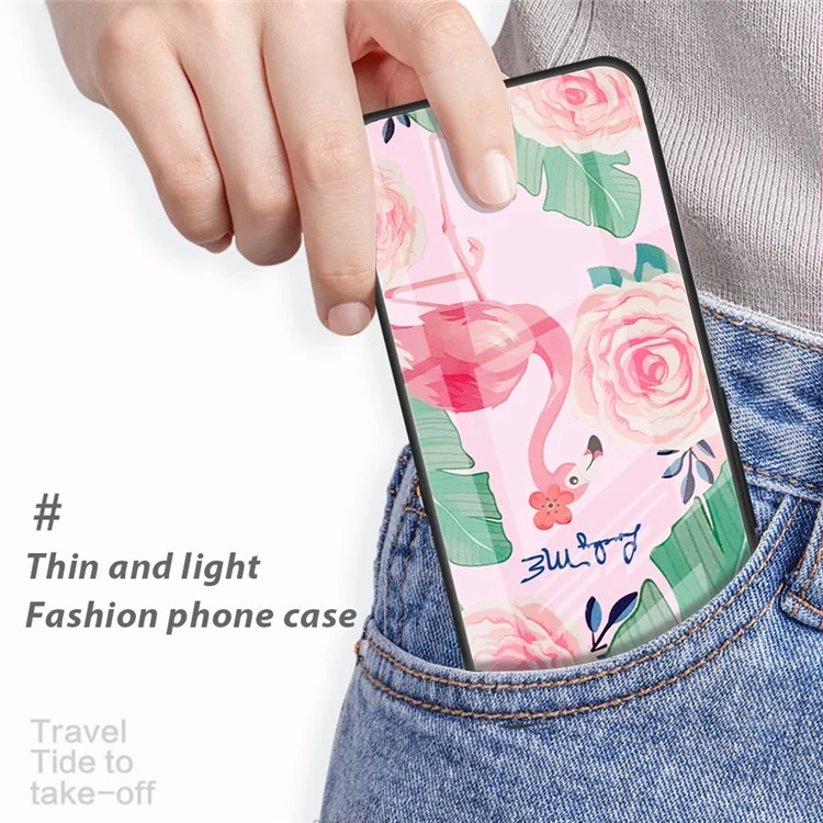 For iPhone 15 Plus Pattern Printed Phone Back Case Tempered Glass+PC+TPU Hybrid Shell Cover - Bird