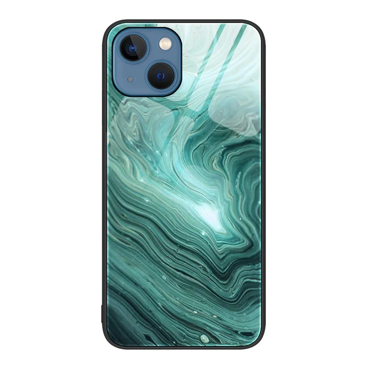 Marble Pattern Cover for iPhone 15 Plus Tempered Glass+PC+TPU Shockproof Case - DL02