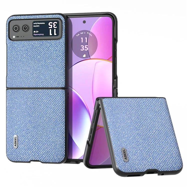 ABEEL For Motorola Razr 40 5G Rhinestone Texture Phone Case PU Leather + Hard PC Shell Ultra Thin Cover - Blue