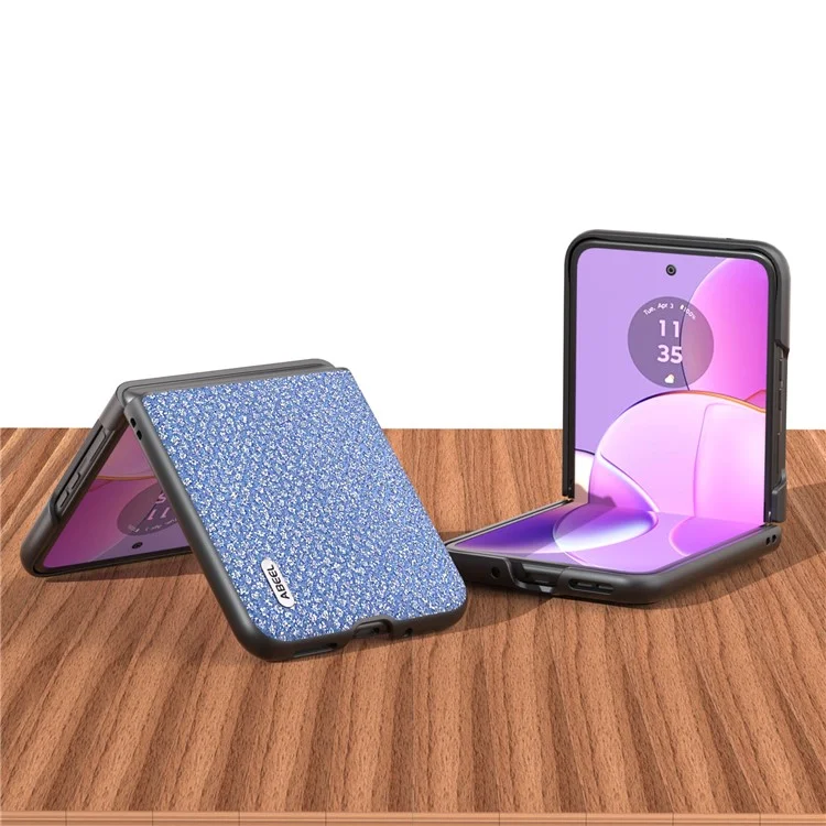 ABEEL For Motorola Razr 40 5G Rhinestone Texture Phone Case PU Leather + Hard PC Shell Ultra Thin Cover - Blue