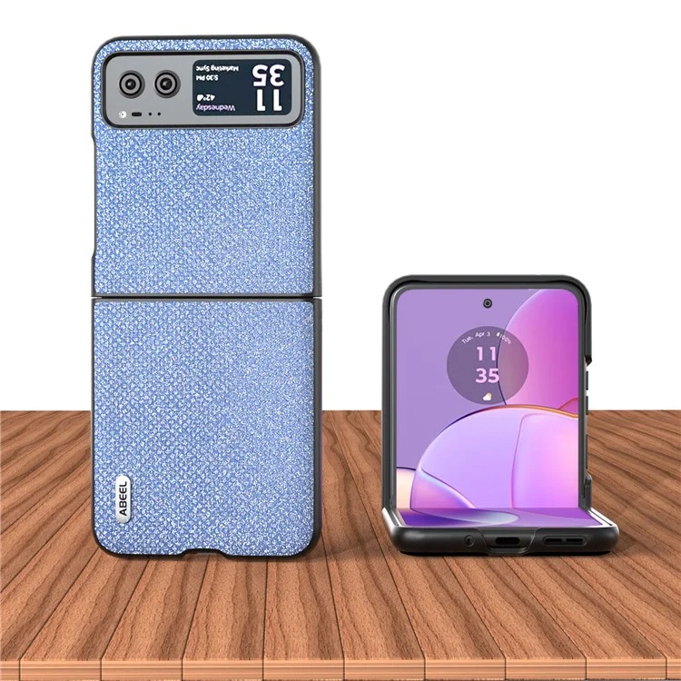 ABEEL For Motorola Razr 40 5G Rhinestone Texture Phone Case PU Leather + Hard PC Shell Ultra Thin Cover - Blue