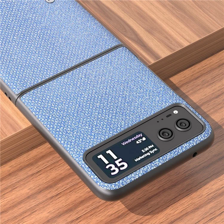 ABEEL For Motorola Razr 40 5G Rhinestone Texture Phone Case PU Leather + Hard PC Shell Ultra Thin Cover - Blue
