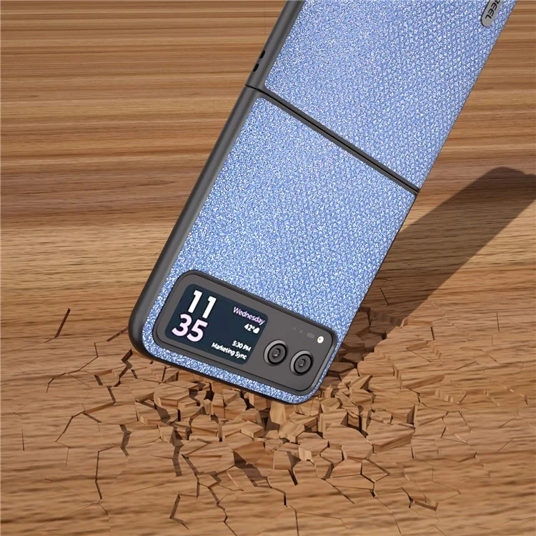 ABEEL For Motorola Razr 40 5G Rhinestone Texture Phone Case PU Leather + Hard PC Shell Ultra Thin Cover - Blue