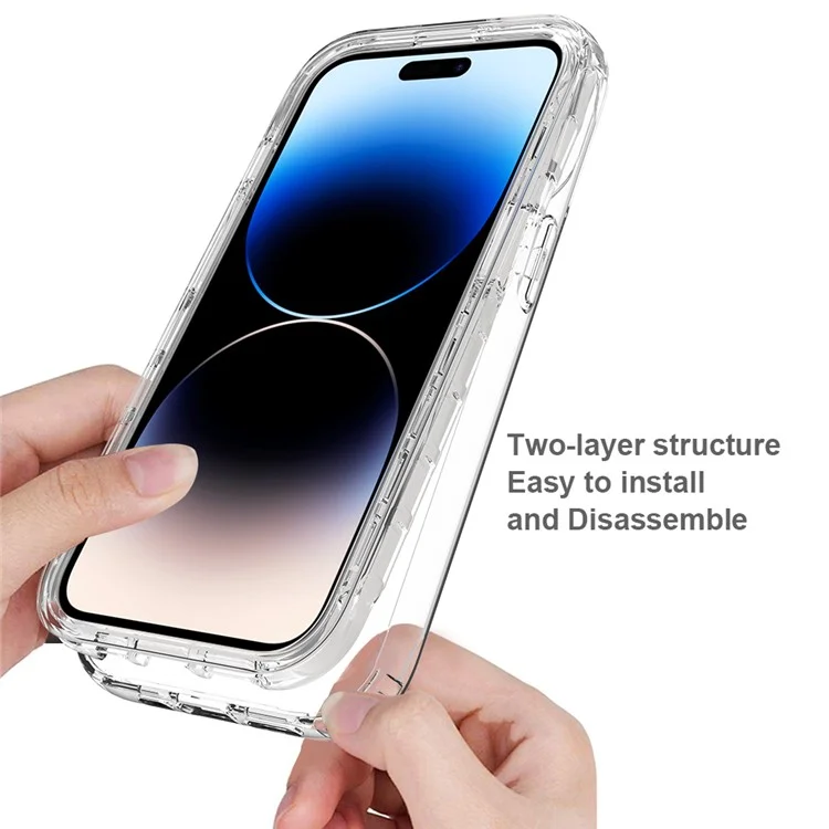 Protective Cover for iPhone 15 , Gradient Color PC+TPU Phone Case with PET Screen Protector - Black