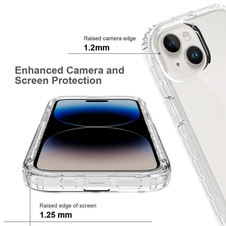 Protective Cover for iPhone 15 , Gradient Color PC+TPU Phone Case with PET Screen Protector - Black