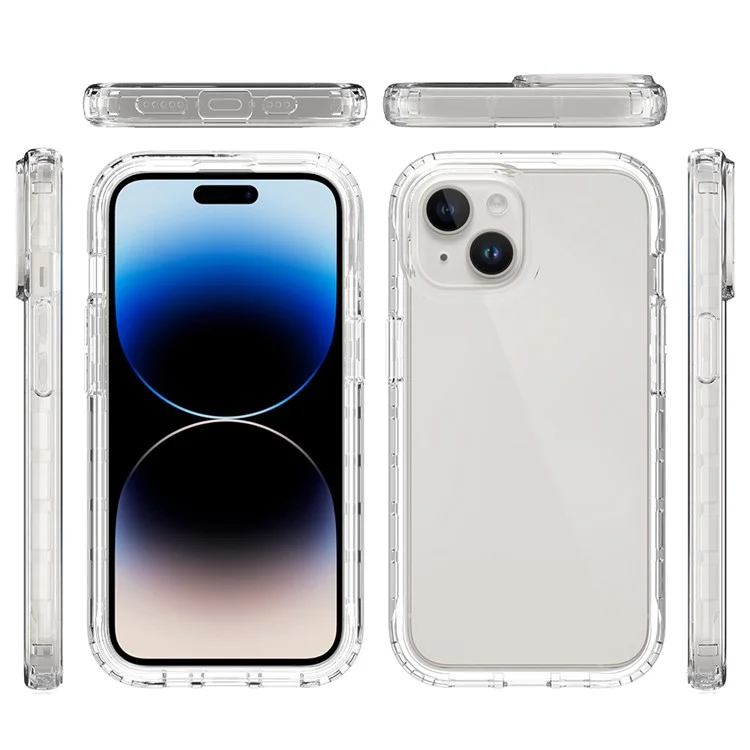 Protective Cover for iPhone 15 , Gradient Color PC+TPU Phone Case with PET Screen Protector - Black