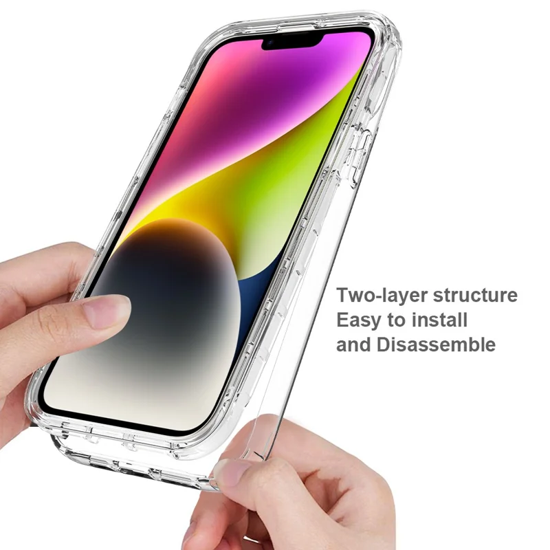 Coque de téléphone transparente pour iPhone 15 Plus, Boîtier de téléphone portable résistant aux chocs en TPU + PC - Rouge dégradé