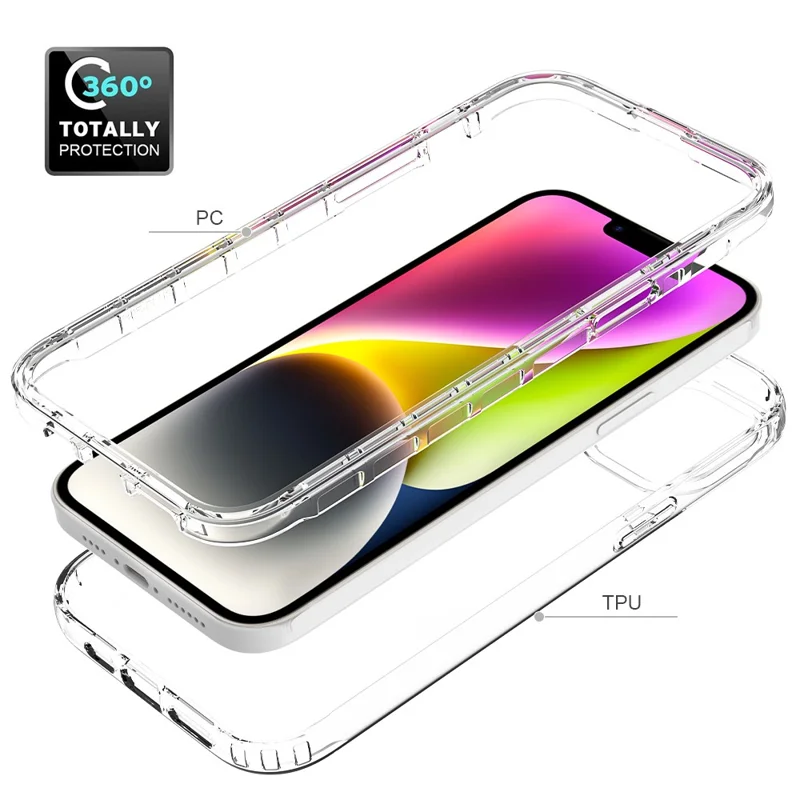 Coque de téléphone transparente pour iPhone 15 Plus, Boîtier de téléphone portable résistant aux chocs en TPU + PC - Rouge dégradé