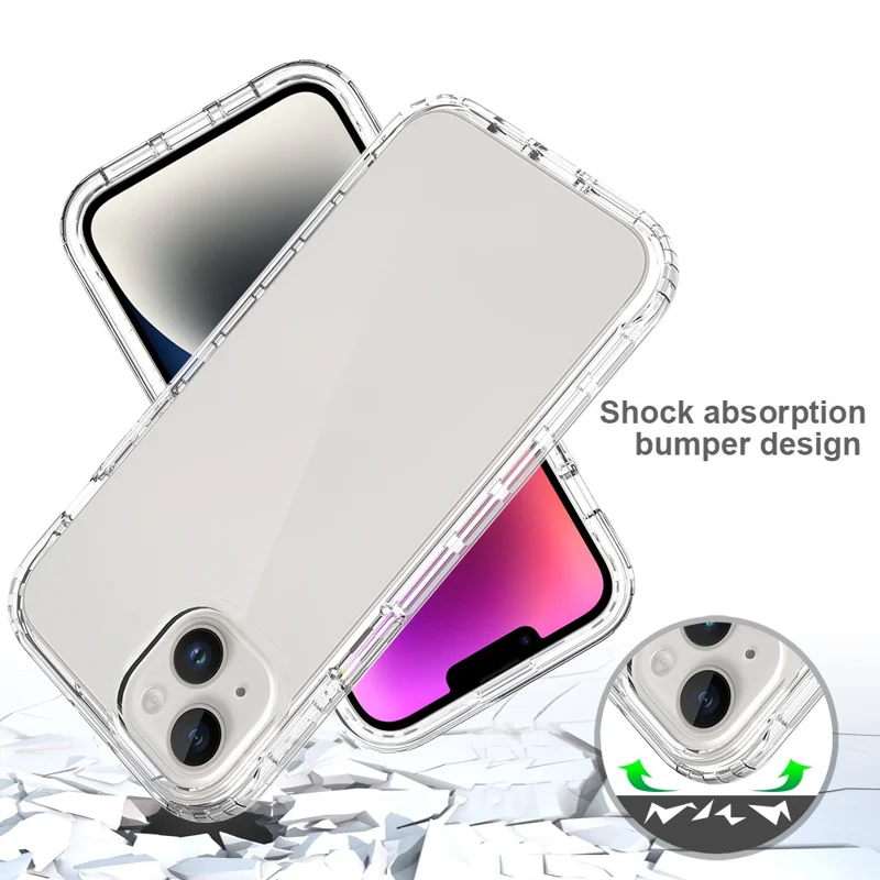 Coque de téléphone transparente pour iPhone 15 Plus, Boîtier de téléphone portable résistant aux chocs en TPU + PC - Rouge dégradé