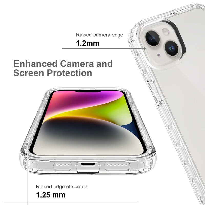 Coque de téléphone transparente pour iPhone 15 Plus, Boîtier de téléphone portable résistant aux chocs en TPU + PC - Rouge dégradé