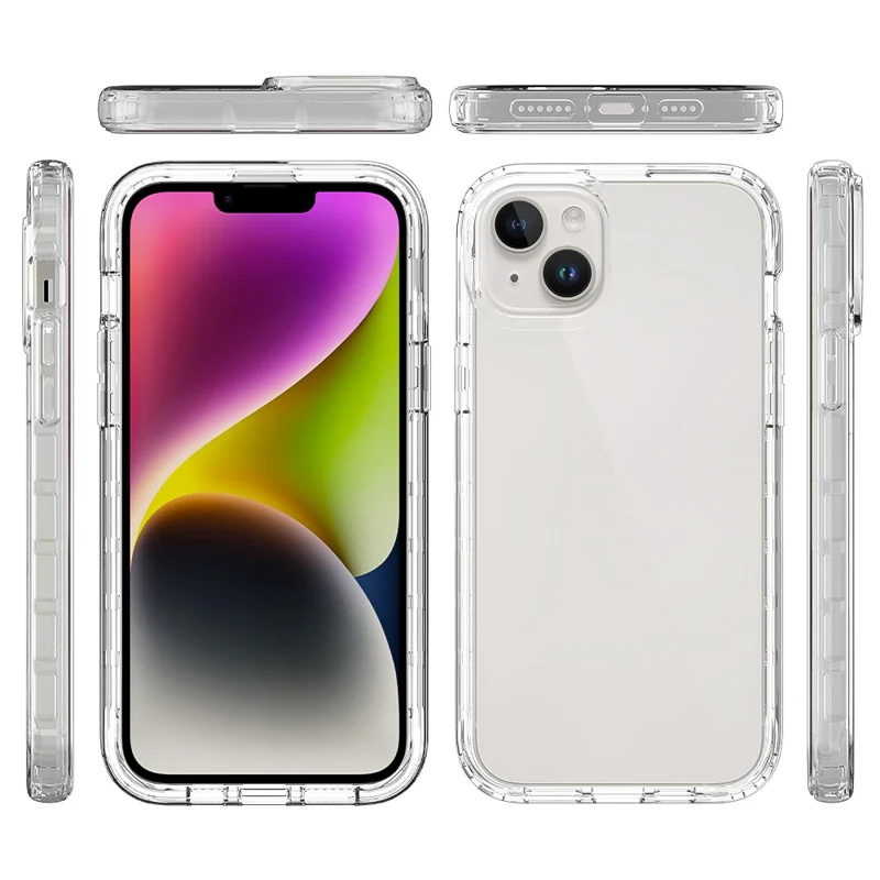 Coque de téléphone transparente pour iPhone 15 Plus, Boîtier de téléphone portable résistant aux chocs en TPU + PC - Rouge dégradé