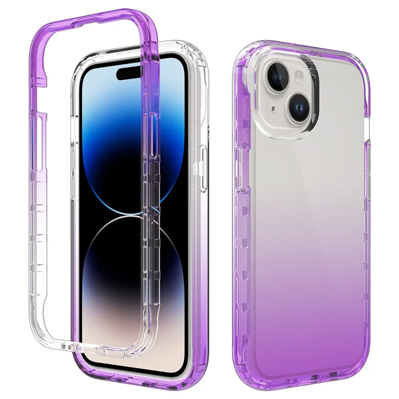 Защитный чехол для iPhone 15 Clear Anti-drop TPU+PC - Градиент Фиолетовый