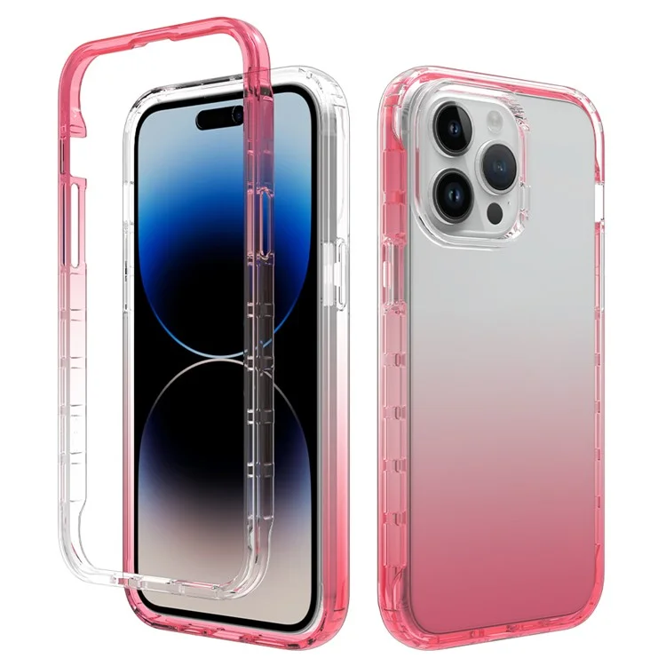 Custodia Antiurto per iPhone 15 Pro Max TPU+PC Custodia per Telefono Trasparente Antiurto - Rosso Sfumato