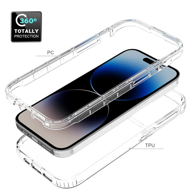 Coque arrière transparente pour iPhone 15 Pro, anti-rayures, en TPU+PC - Transparente