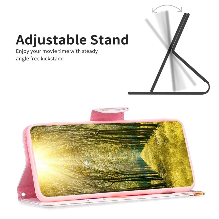 For Nokia C32 Pattern Printing Phone Case PU Leather Stand Wallet Flip Cover - Two Butterflies