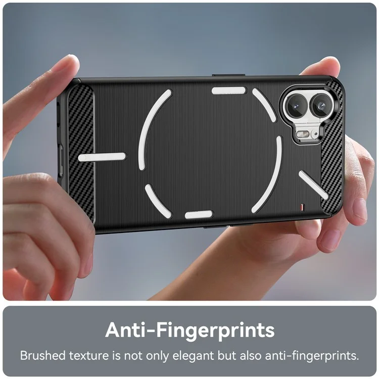 Pour Nothing Phone (2) Étui de téléphone en fibre de carbone brossé - Texture TPU Housse de protection noire