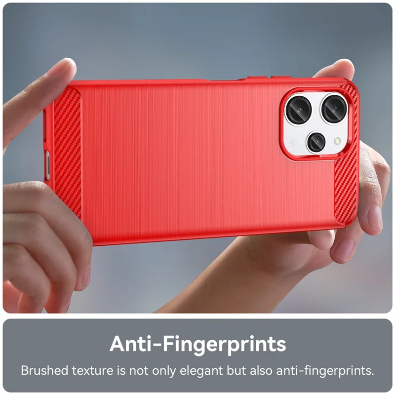 For Xiaomi Redmi 12 4G / 12 5G (Global) / Note 12R 5G / Poco M6 Pro 5G Carbon Fiber Texture Phone Case Soft TPU Brushed Phone Cover - Red