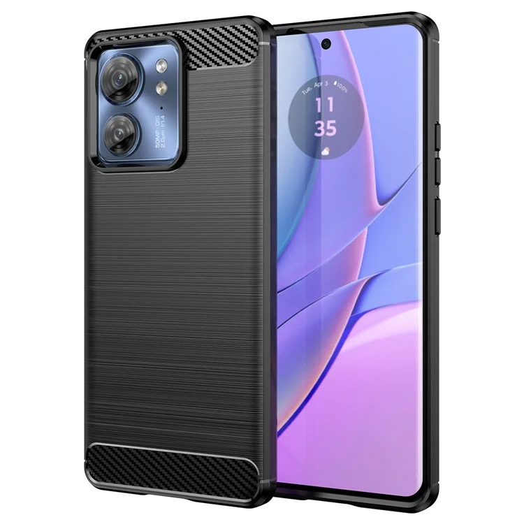 Für Motorola Edge 40 5G Brushed Phone Case Carbon Fiber Texture TPU Cover - Schwarz