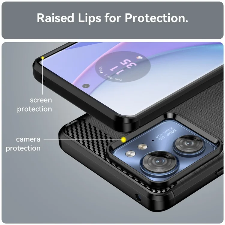 Für Motorola Edge 40 5G Brushed Phone Case Carbon Fiber Texture TPU Cover - Schwarz