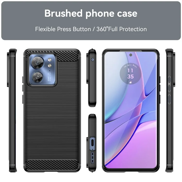 Für Motorola Edge 40 5G Brushed Phone Case Carbon Fiber Texture TPU Cover - Schwarz
