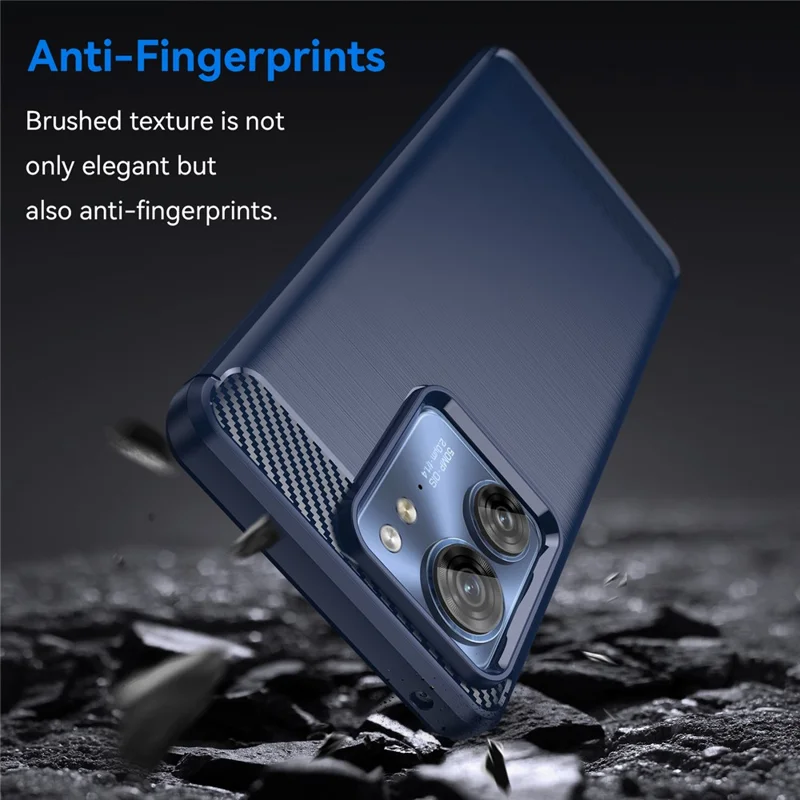 For Motorola Edge 40 5G børstet telefonbeskyttelsesdæksel med struktur af kulfiber TPU-dæksel - Blå