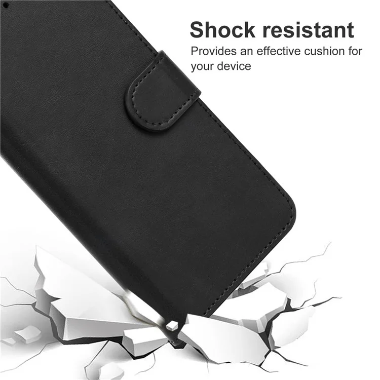 Para ZTE Blade L220 Calf Texture Leather Case Wallet Stand Cell Phone Cover - Negro