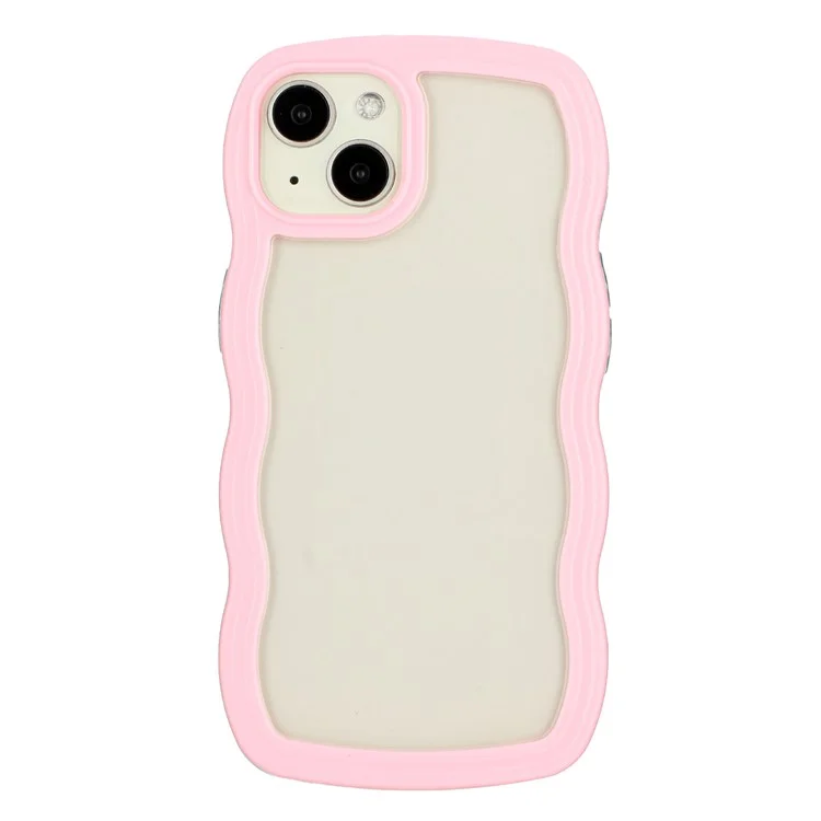 For iPhone 15 Wave Grip Design Phone Case PC + TPU Protective Clear Cover - Pink