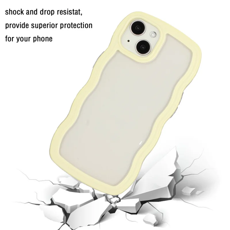 Für iPhone 15 Wave Grip Design Handyhülle PC + TPU Schutzhülle Transparent - Gelb