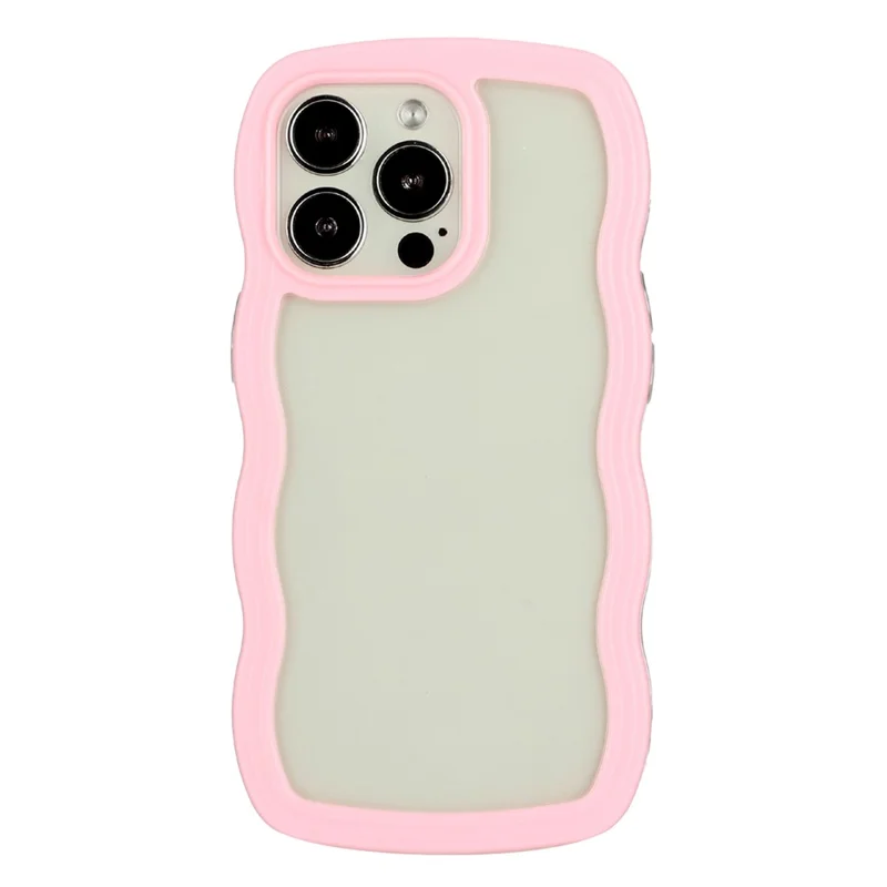 Custodia Trasparente per iPhone 15 Pro Max, Cover Guscio per Telefono in PC Onda + TPU Distaccabile con Cornice Colorata - Rosa
