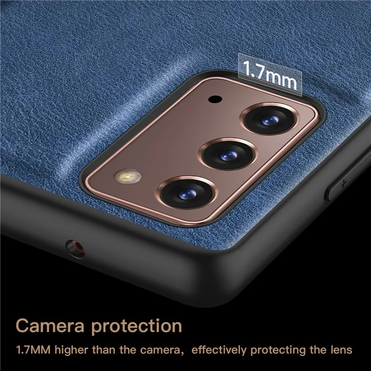 Vintage Phone Case for Samsung Galaxy Note20 / Note20 5G , PU Leather Coated TPU+PC Shockproof Cover - Blue