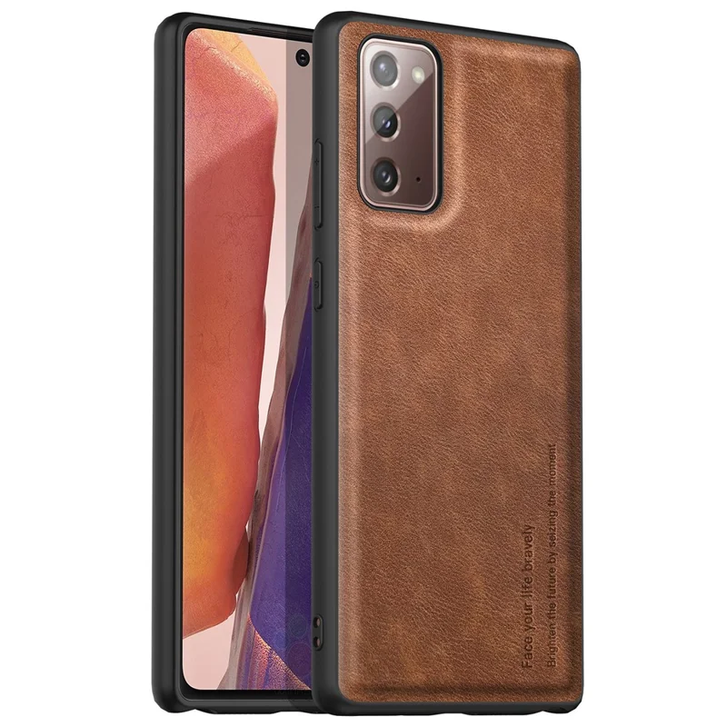 Vintage Phone Case for Samsung Galaxy Note20 / Note20 5G , PU Leather Coated TPU+PC Shockproof Cover - Brown