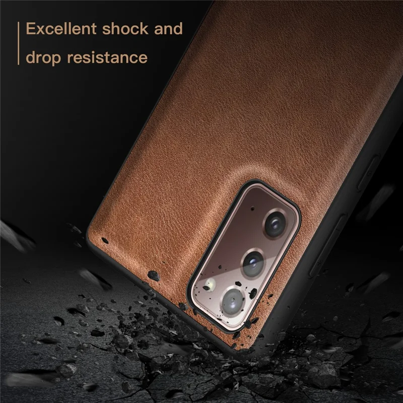Vintage Phone Case for Samsung Galaxy Note20 / Note20 5G , PU Leather Coated TPU+PC Shockproof Cover - Brown