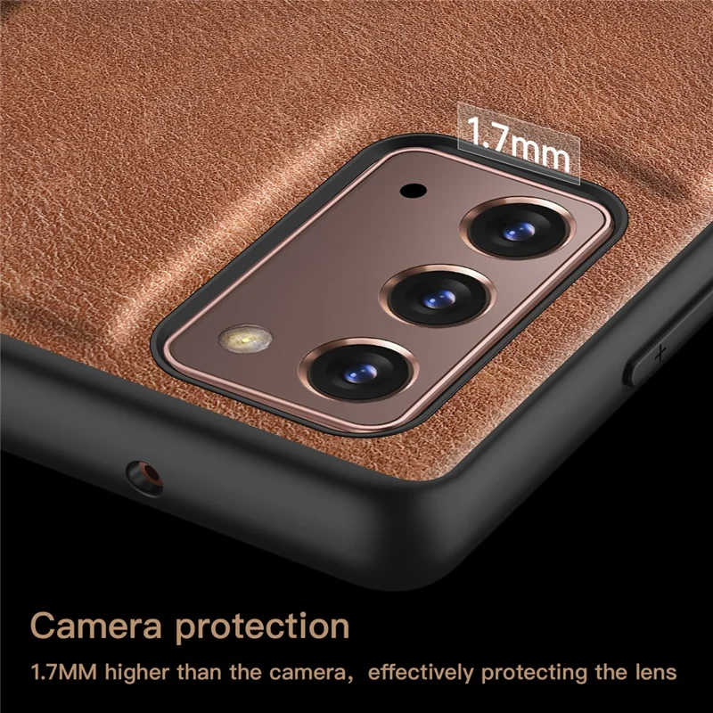 Vintage Phone Case for Samsung Galaxy Note20 / Note20 5G , PU Leather Coated TPU+PC Shockproof Cover - Brown