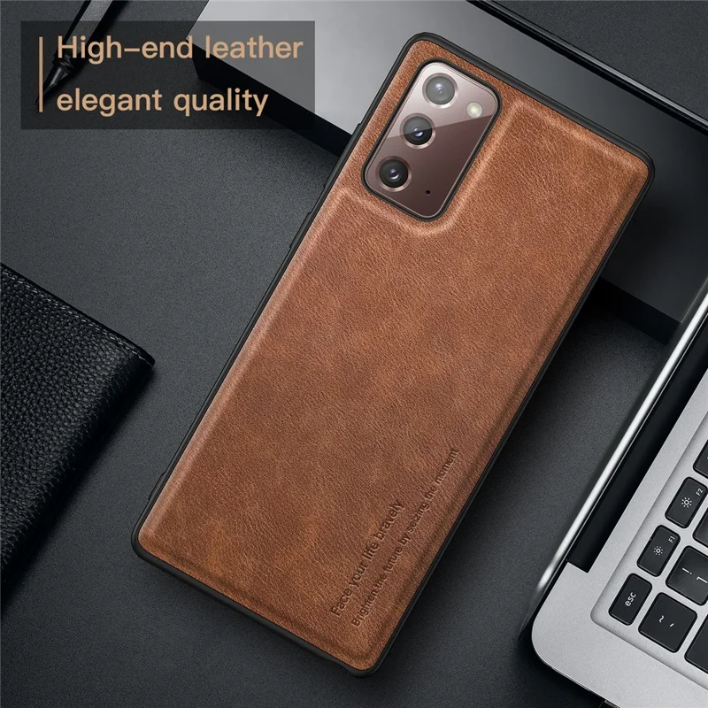 Vintage Phone Case for Samsung Galaxy Note20 / Note20 5G , PU Leather Coated TPU+PC Shockproof Cover - Brown