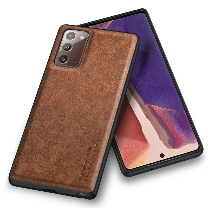 Vintage Phone Case for Samsung Galaxy Note20 / Note20 5G , PU Leather Coated TPU+PC Shockproof Cover - Brown