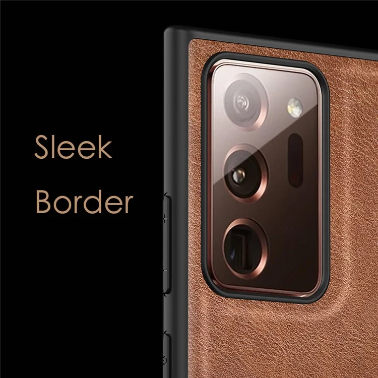 Phone Case for Samsung Galaxy Note20 Ultra / Note20 Ultra 5G , Retro Leather Coated TPU+PC Hybrid Shell Cover - Brown