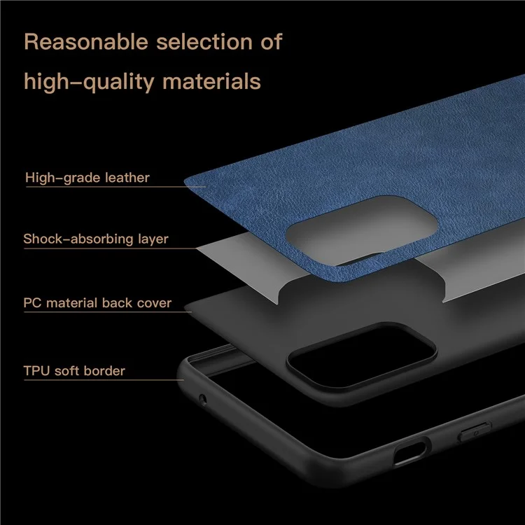 Para OnePlus Nord 2 5G, funda de teléfono de piel sintética + TPU + PC, textura retro, anticaída - Azul
