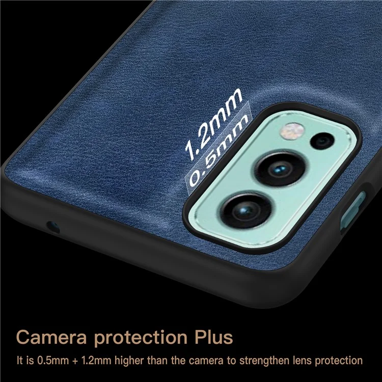 Para OnePlus Nord 2 5G, funda de teléfono de piel sintética + TPU + PC, textura retro, anticaída - Azul