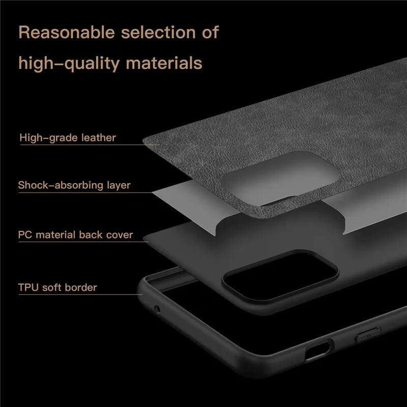 Til OnePlus Nord 2 5G PU-læder+TPU+PC-telefonbeskytning med retrostruktur mod fald - Sort