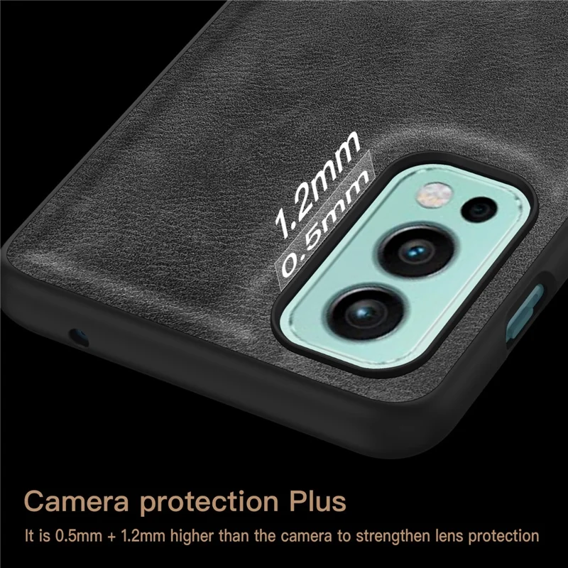 Til OnePlus Nord 2 5G PU-læder+TPU+PC-telefonbeskytning med retrostruktur mod fald - Sort